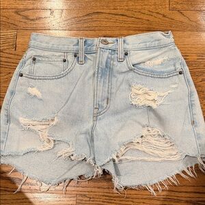 Abercrombie & Fitch Ripped Light Blue Jean Shorts